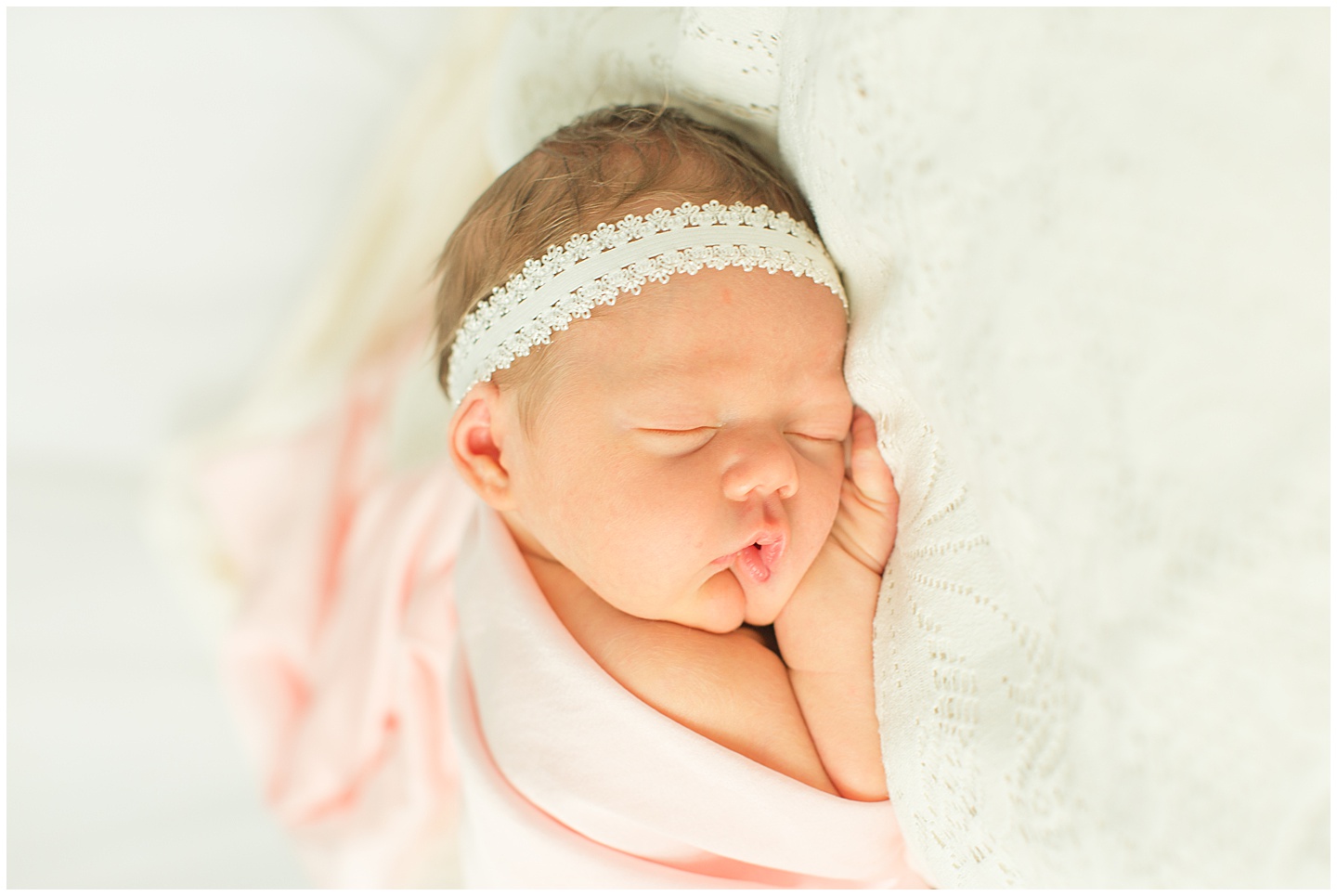 Newborn girl neutral tones, mom and baby