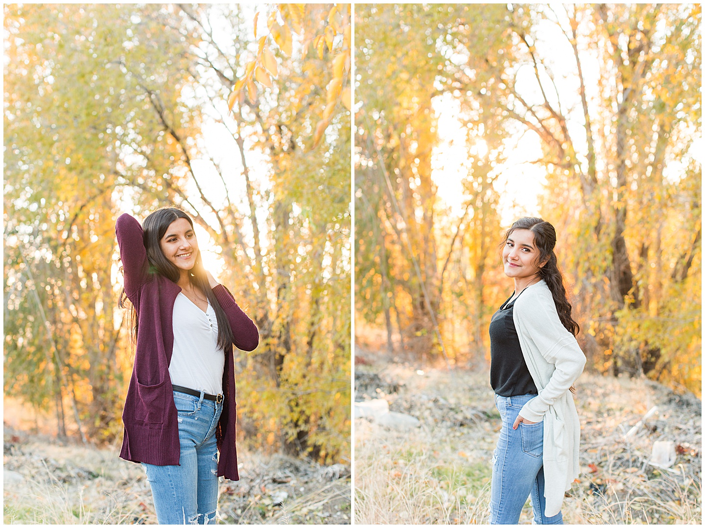 Summer River and Fall Orchard Senior Girl Twin Session Tiffany Joy W Photography