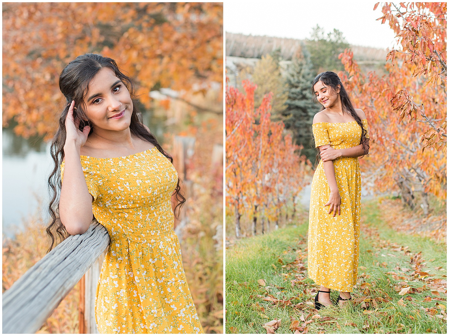 Summer River and Fall Orchard Senior Girl Twin Session Tiffany Joy W Photography