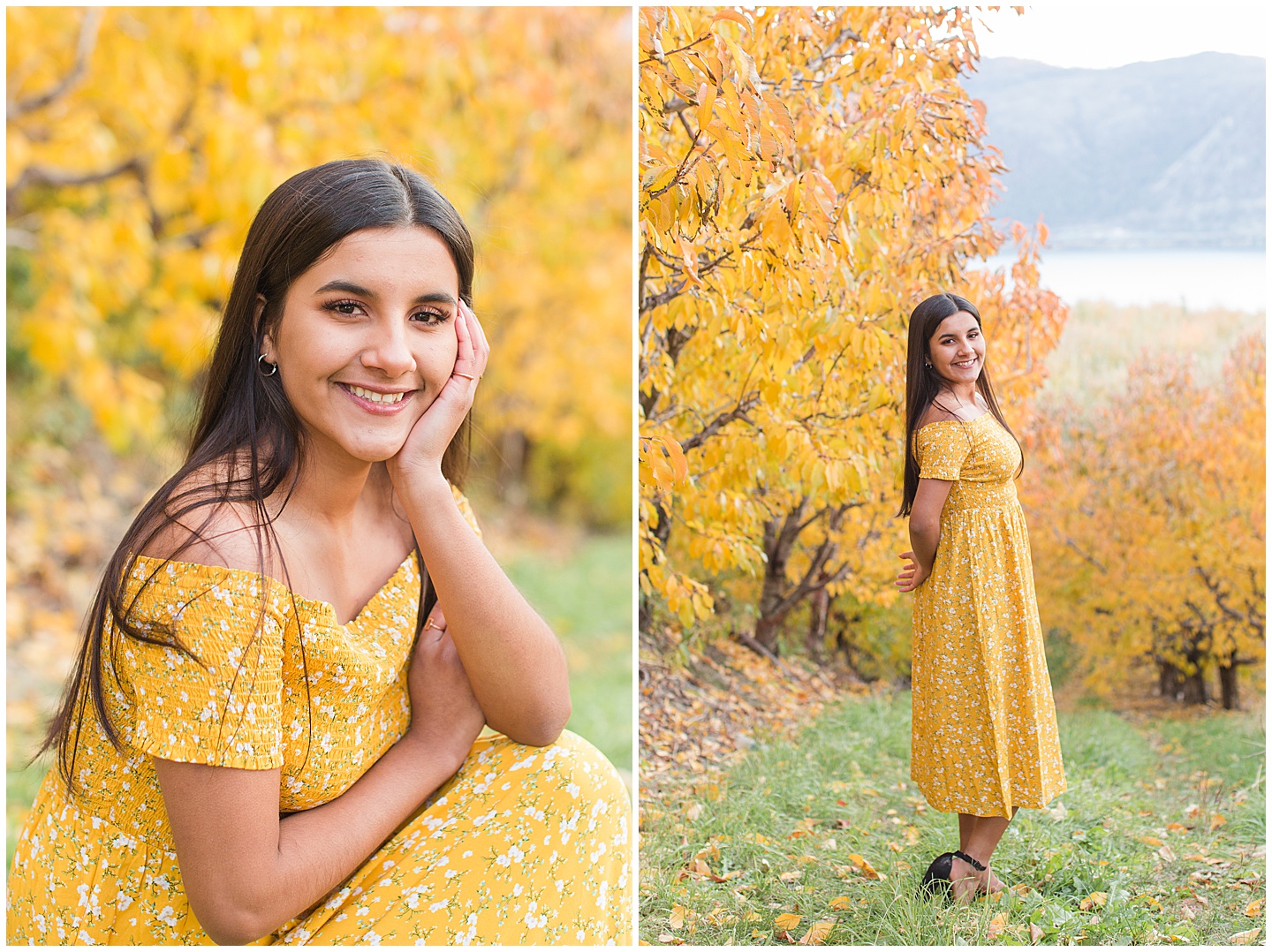 Summer River and Fall Orchard Senior Girl Twin Session Tiffany Joy W Photography