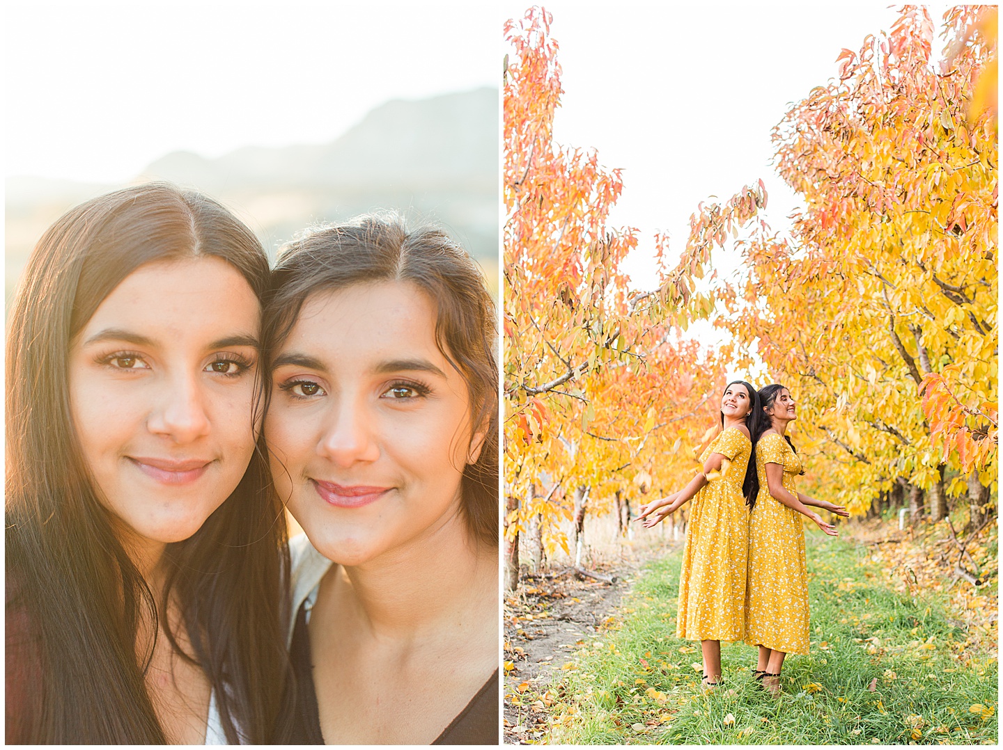 Summer River and Fall Orchard Senior Girl Twin Session Tiffany Joy W Photography