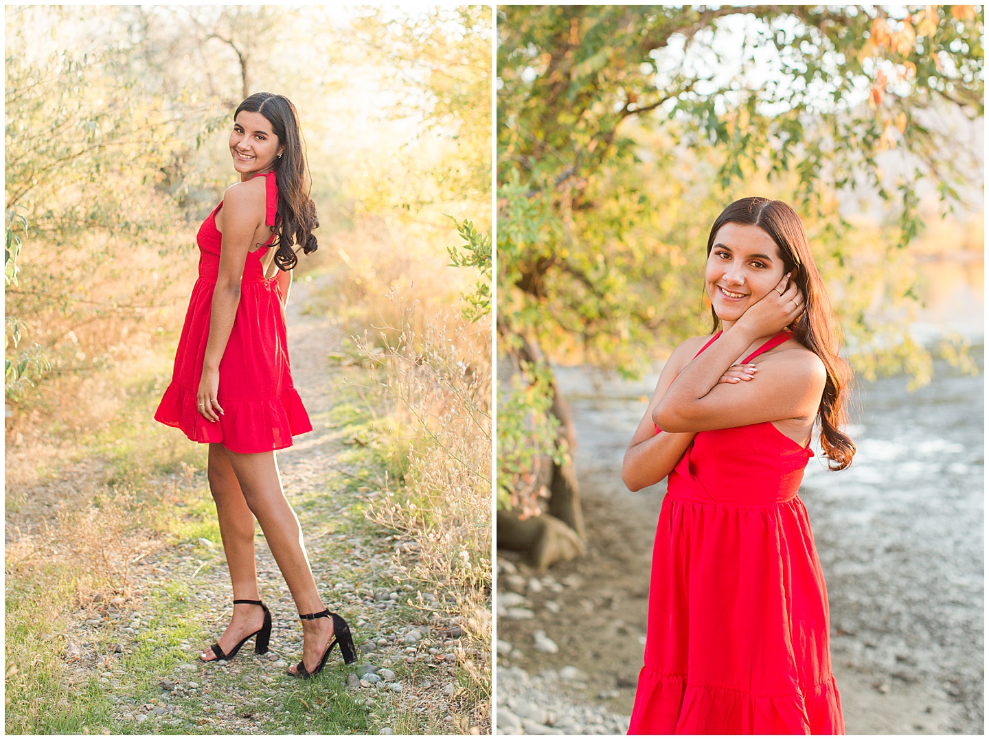 Summer River and Fall Orchard Senior Girl Twin Session Tiffany Joy W Photography