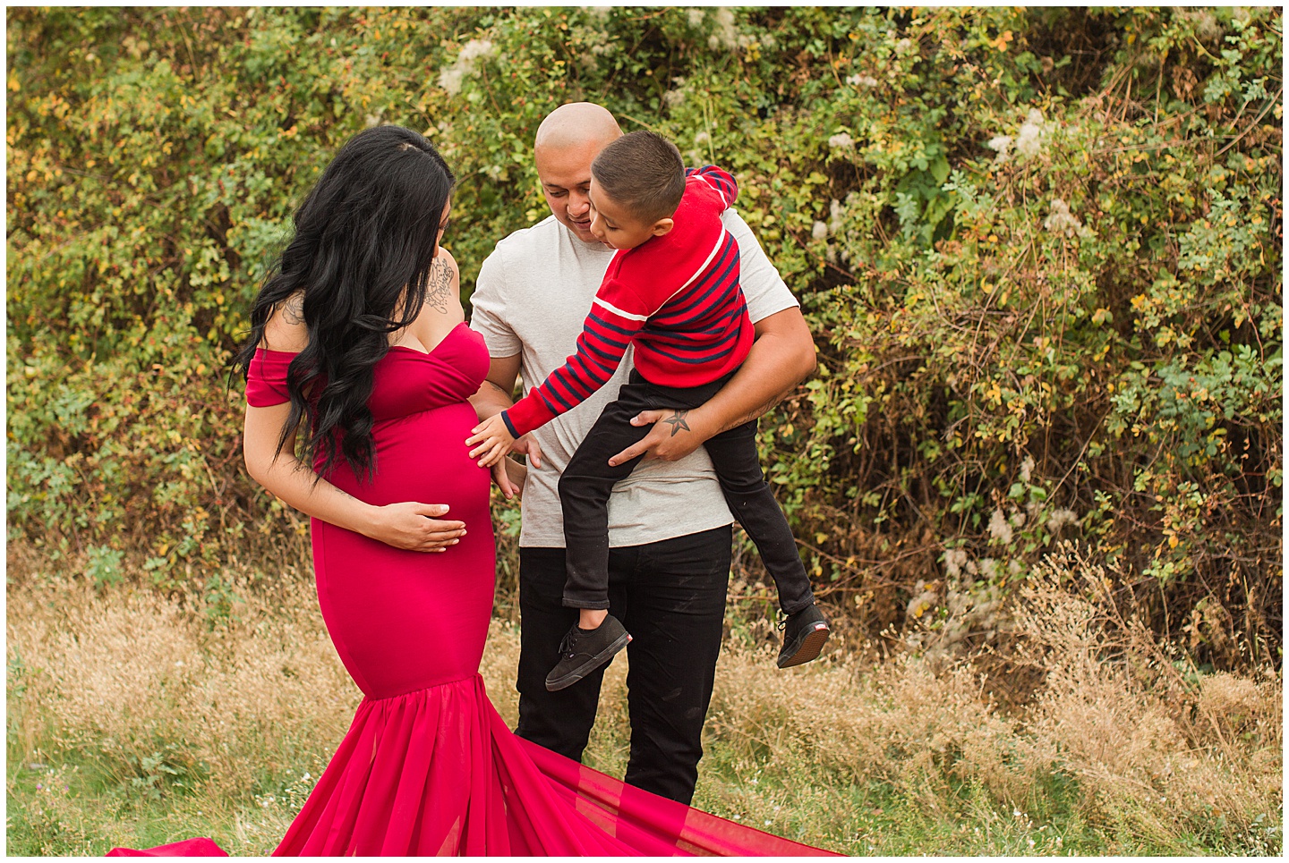 Vineyard and Mountain Red Dress Glamour Maternity Session Tiffany Joy W Photography