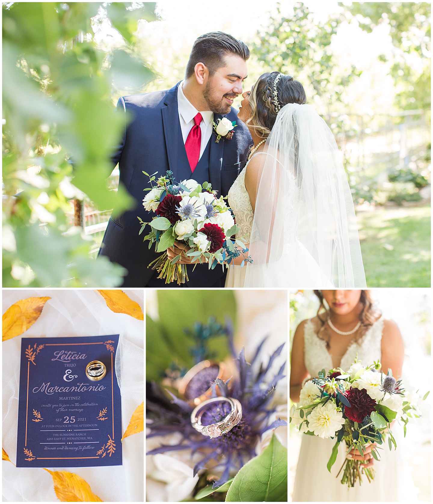 Wenatchee Mountain view wedding navy and maroon Tiffany Joy W Photography