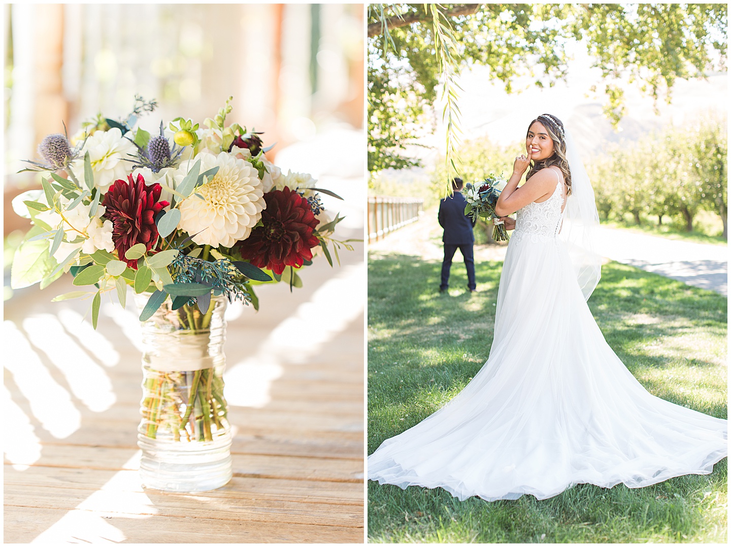 Wenatchee Mountain view wedding navy and maroon Tiffany Joy W Photography