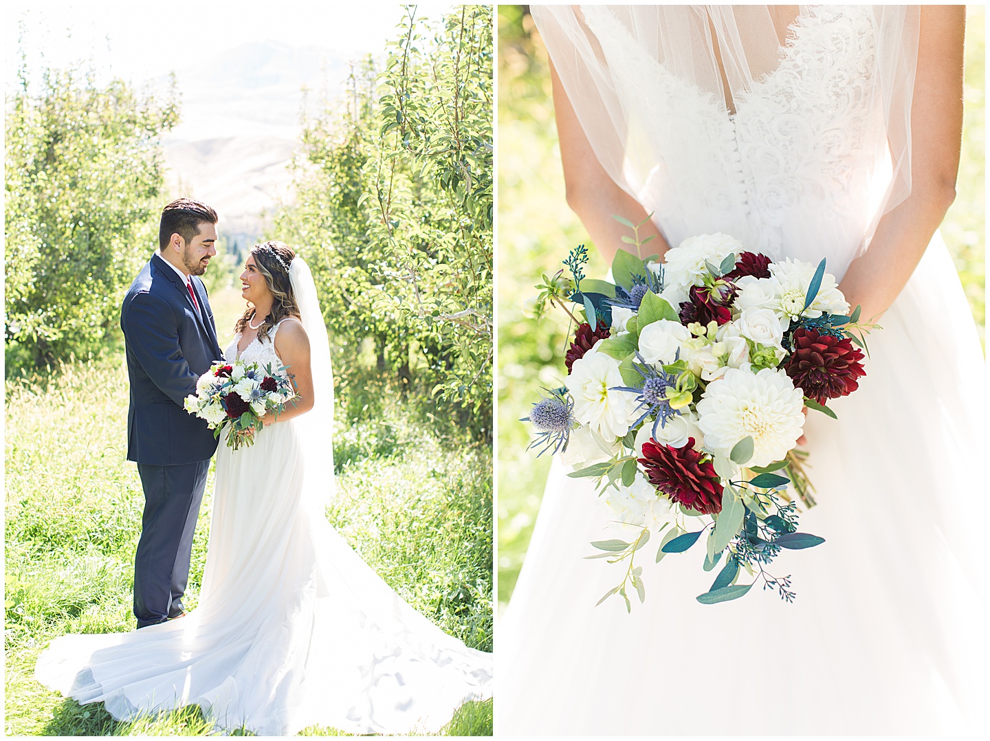 Wenatchee Mountain view wedding navy and maroon Tiffany Joy W Photography