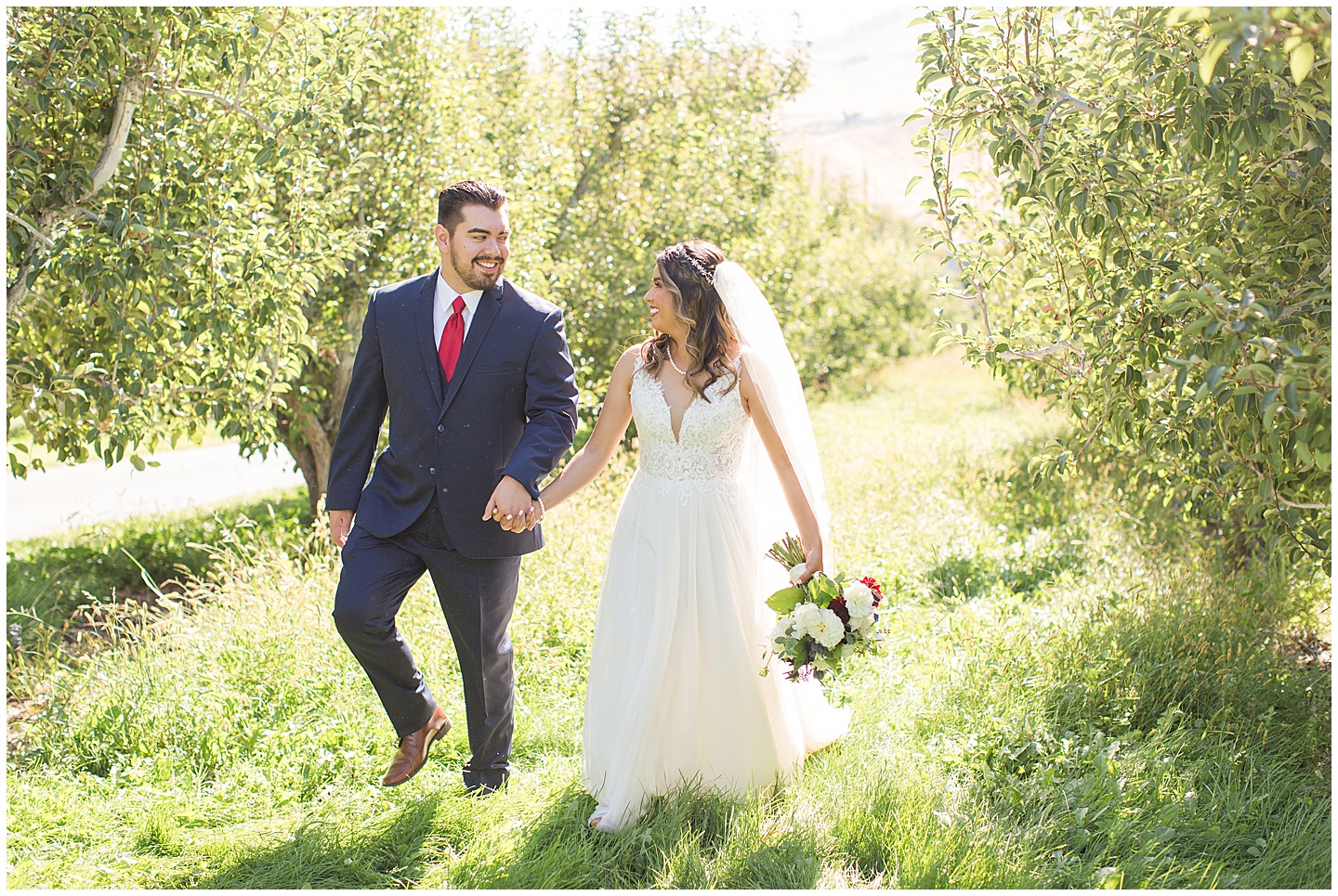 Wenatchee Mountain view wedding navy and maroon Tiffany Joy W Photography