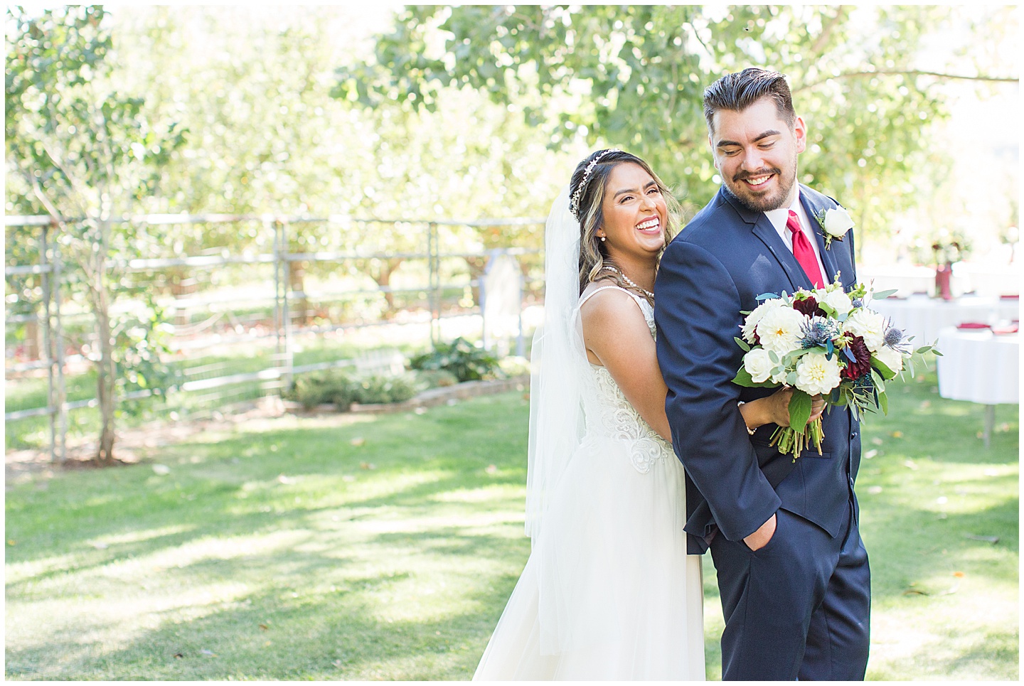 Wenatchee Mountain view wedding navy and maroon Tiffany Joy W Photography