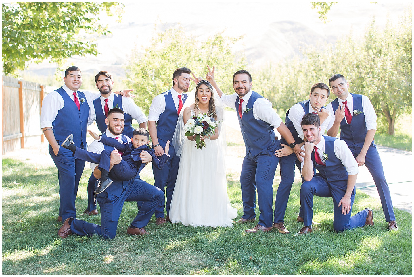 Wenatchee Mountain view wedding navy and maroon Tiffany Joy W Photography