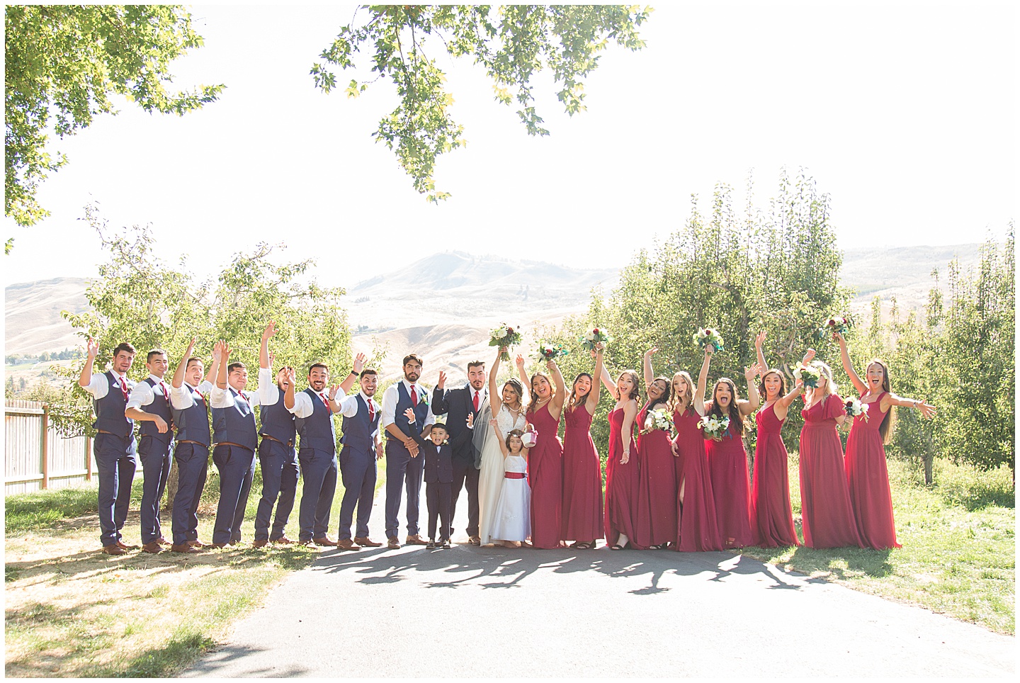 Wenatchee Mountain view wedding navy and maroon Tiffany Joy W Photography