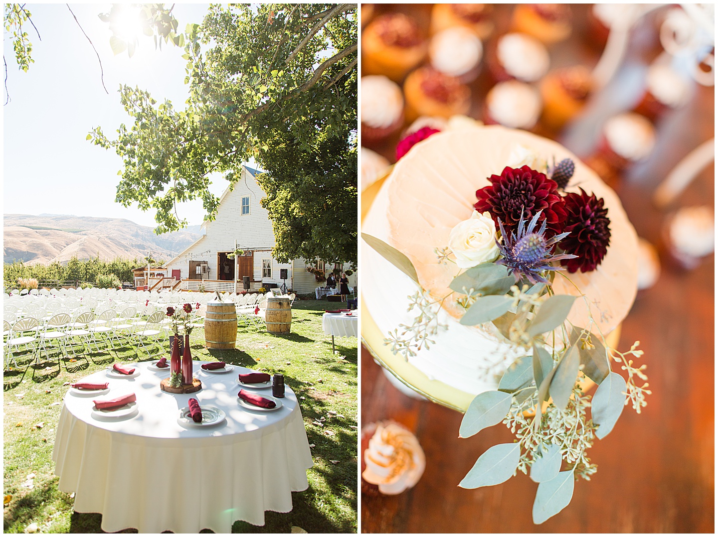 Wenatchee Mountain view wedding navy and maroon Tiffany Joy W Photography