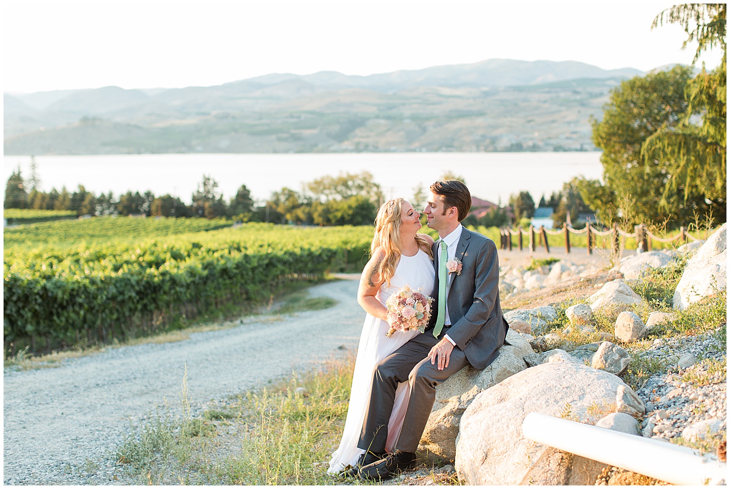 Lake Chelan Summer Wedding with Pink and Sage