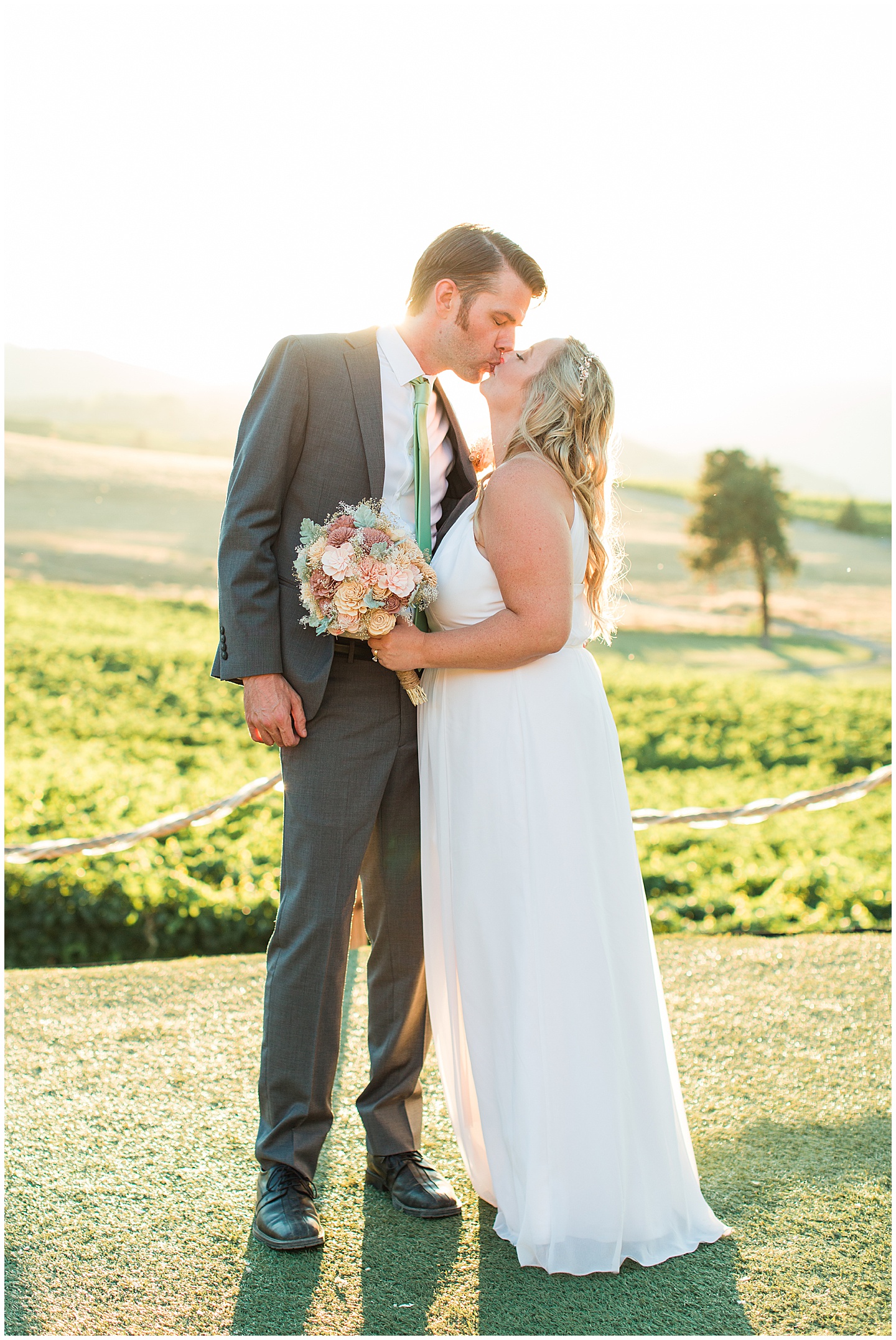 Lake Chelan Summer Wedding with Pink and Sage