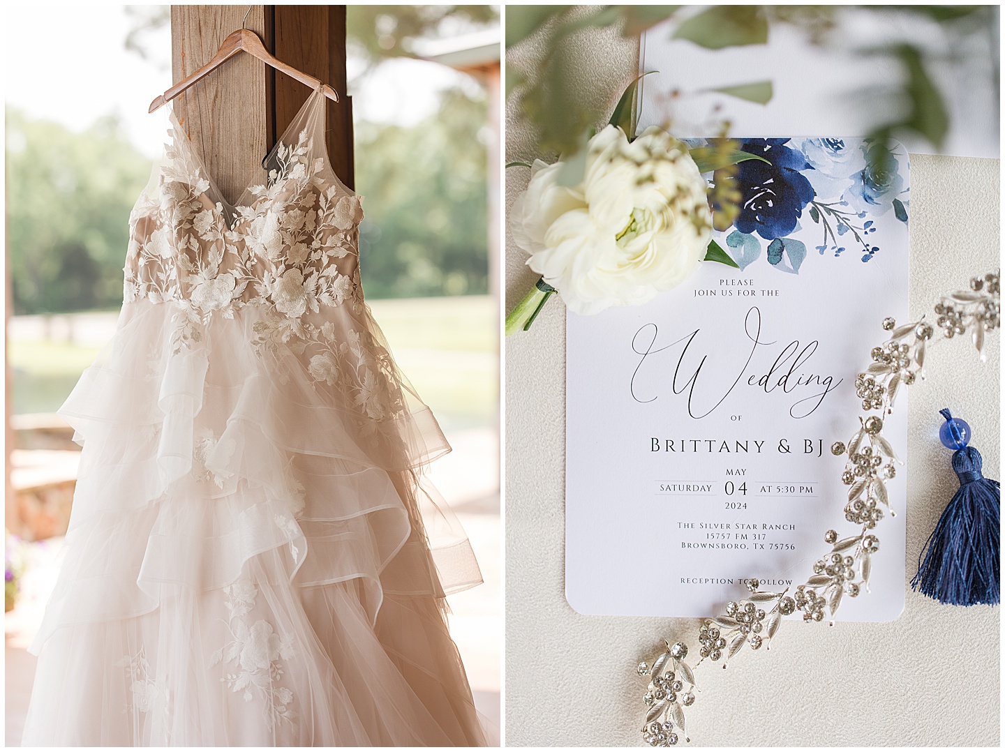 East Texas Navy and Silver Wilderness Spring Wedding Silver Star Ranch