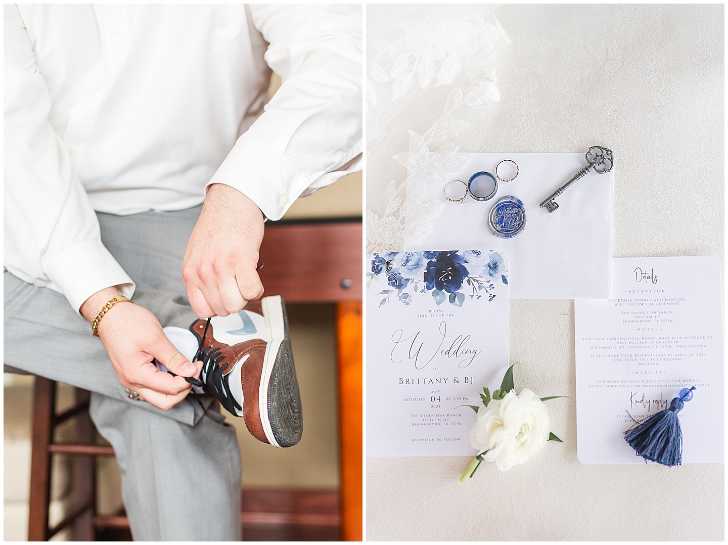 East Texas Navy and Silver Wilderness Spring Wedding Silver Star Ranch