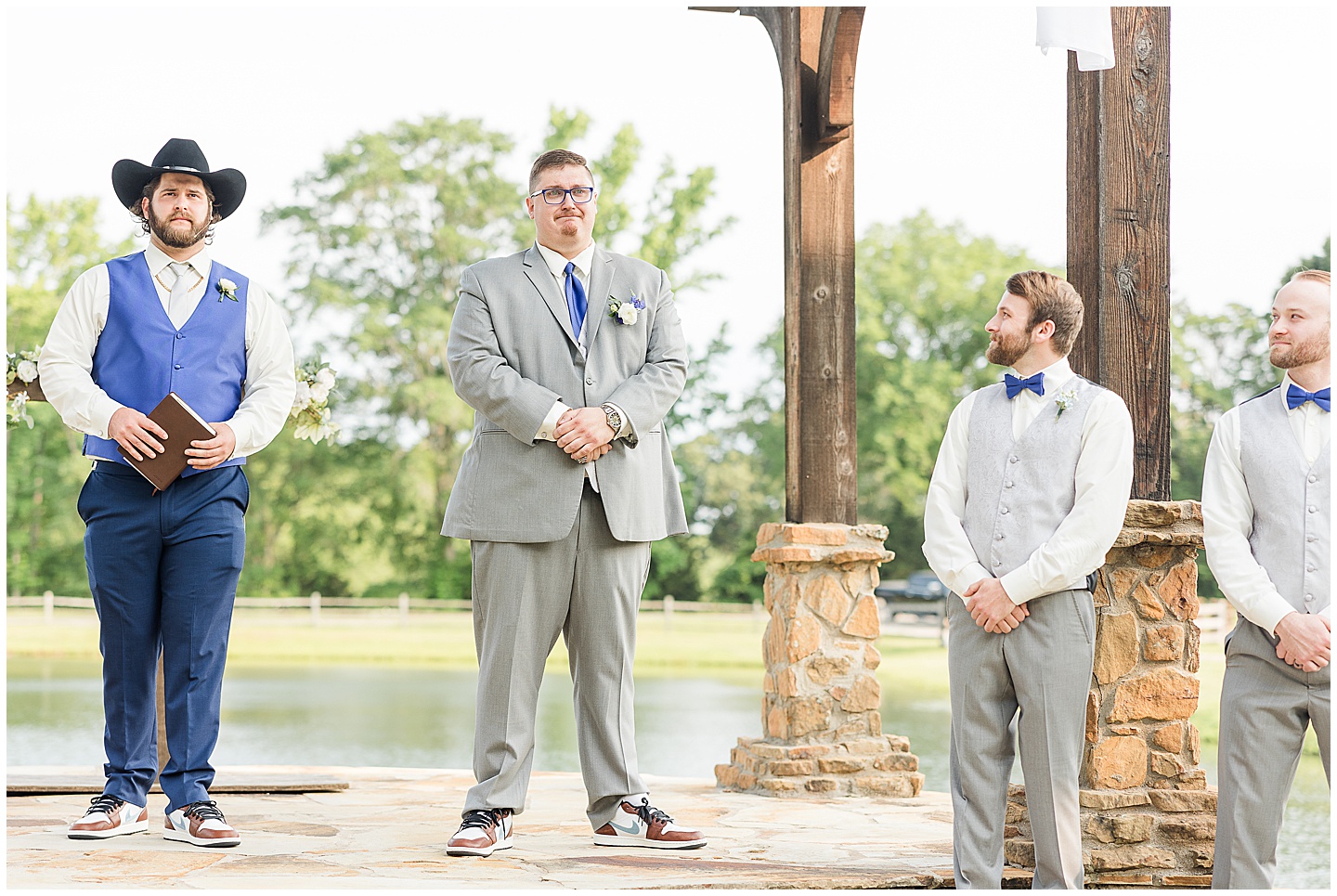 East Texas Navy and Silver Wilderness Spring Wedding Silver Star Ranch